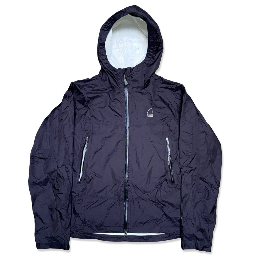 Sierra Designs Hooded Rain Jacket Black Waterproof Full Zip Packable Mens Medium